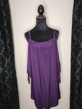 Madewell Lilac Off-Shoulder Dress with Elastic Neckline